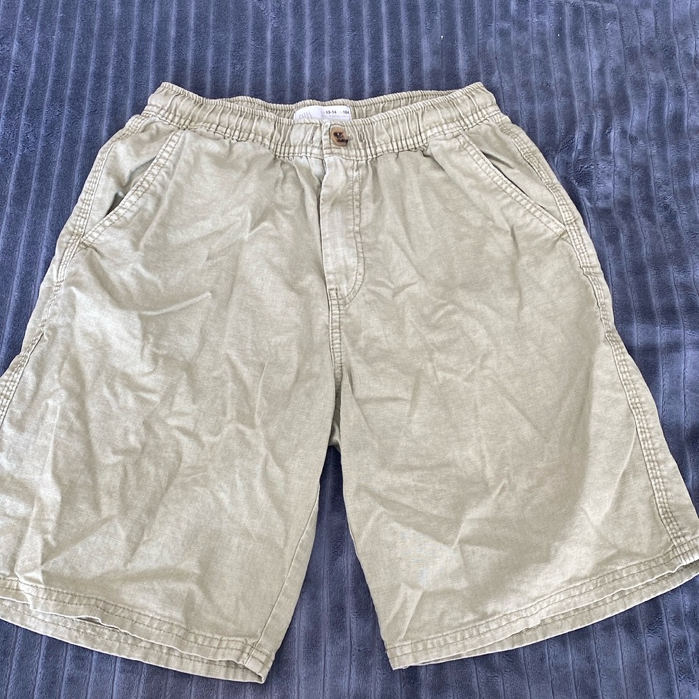 Zara boys green linen shorts size 13-14
